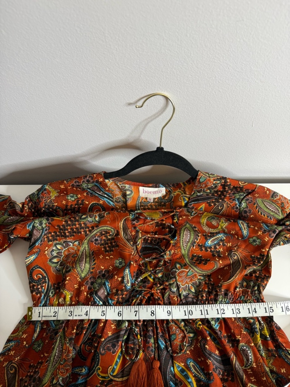 Boemo Lightweight Paisley Boho Tiered Maxi Dress 3/4 bell sleeves - Medium - Picture 11 of 11